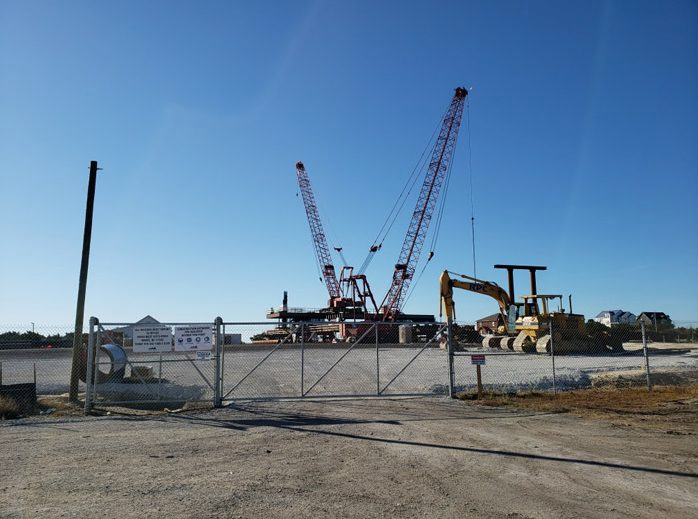 Construction is under way on the Jug Handle just north of Rodanthe. Photo, Island Free Press