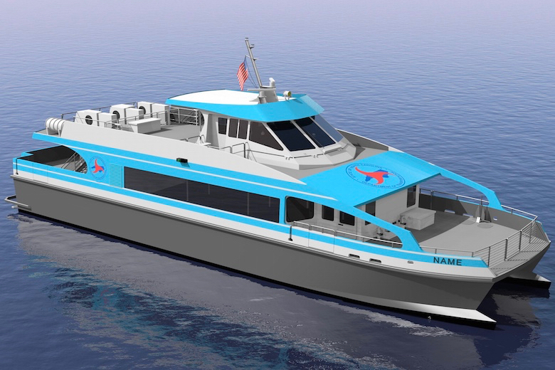 Artist's rendering of the high speed catamaran passenger only ferry that will connect Hatteras and Ocracoke.