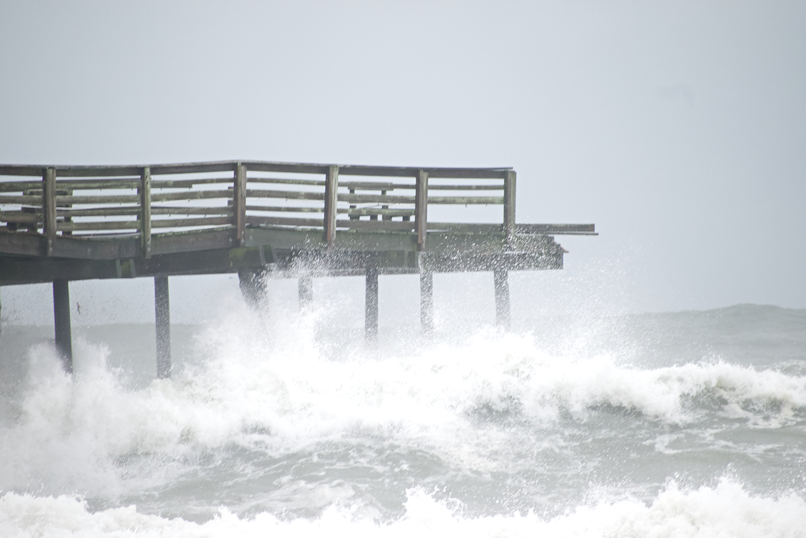 Avalon Pier after Dorian. The end of the pier has been ripped off. The same fate happened at Nags Head Pier.