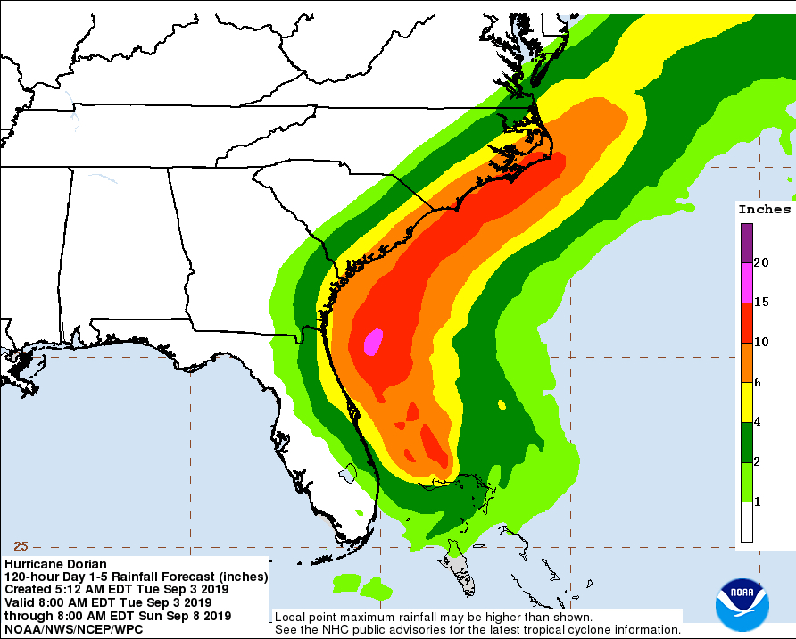 NHC rainfall prediction.