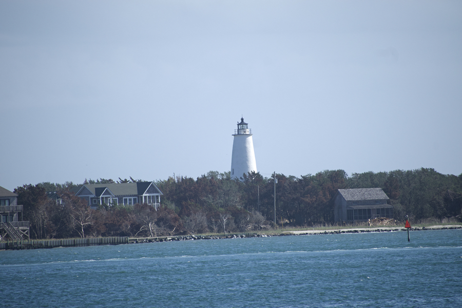 Ocracoke Lighthouse stands guard over an empty Silver Lake following Hurricane Dorian.